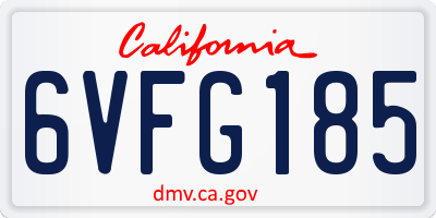CA license plate 6VFG185