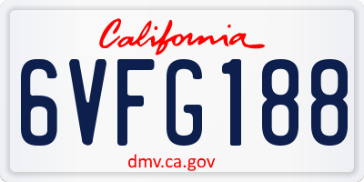 CA license plate 6VFG188