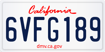CA license plate 6VFG189