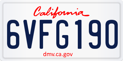 CA license plate 6VFG190