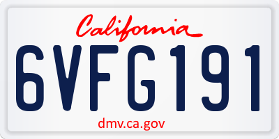 CA license plate 6VFG191