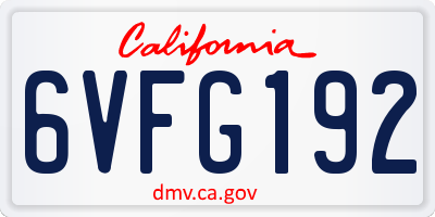 CA license plate 6VFG192