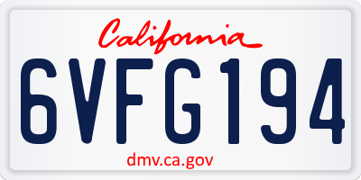 CA license plate 6VFG194