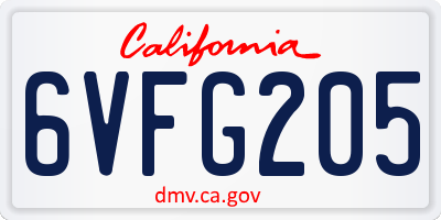 CA license plate 6VFG205