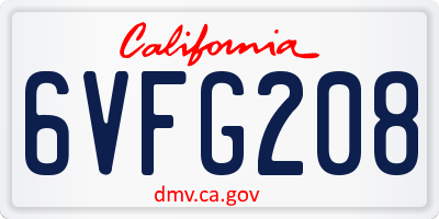 CA license plate 6VFG208