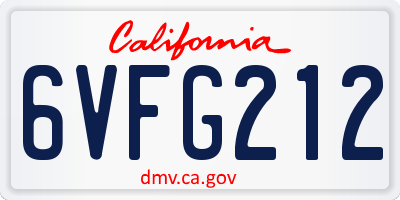 CA license plate 6VFG212