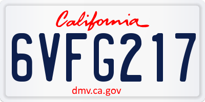 CA license plate 6VFG217