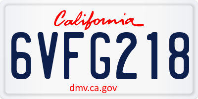 CA license plate 6VFG218