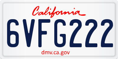 CA license plate 6VFG222