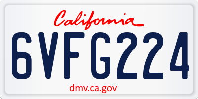 CA license plate 6VFG224