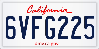 CA license plate 6VFG225