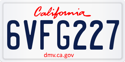 CA license plate 6VFG227