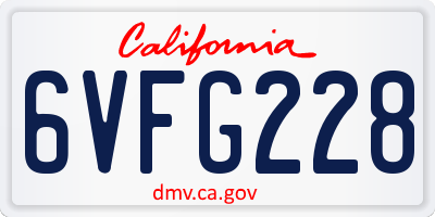 CA license plate 6VFG228