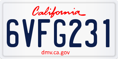 CA license plate 6VFG231