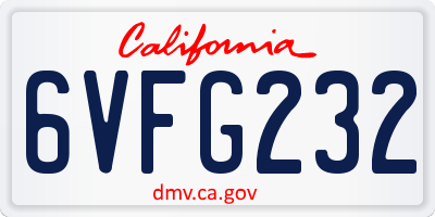 CA license plate 6VFG232