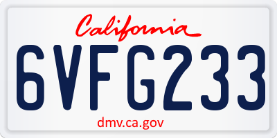 CA license plate 6VFG233