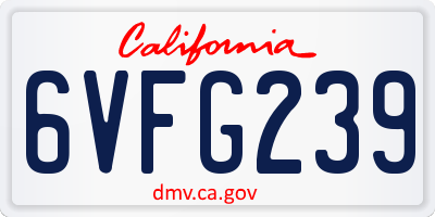 CA license plate 6VFG239