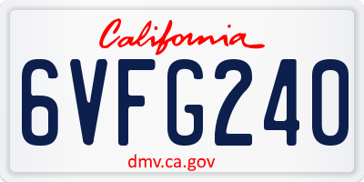 CA license plate 6VFG240