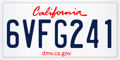 CA license plate 6VFG241