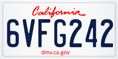 CA license plate 6VFG242