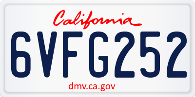 CA license plate 6VFG252