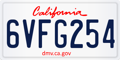 CA license plate 6VFG254