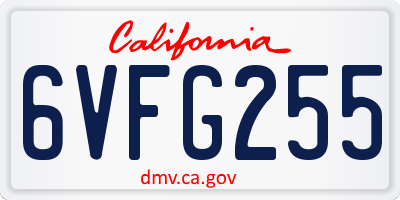 CA license plate 6VFG255