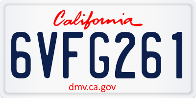 CA license plate 6VFG261