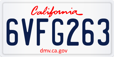 CA license plate 6VFG263