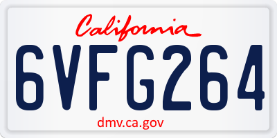 CA license plate 6VFG264