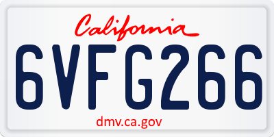CA license plate 6VFG266