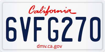 CA license plate 6VFG270
