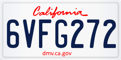 CA license plate 6VFG272