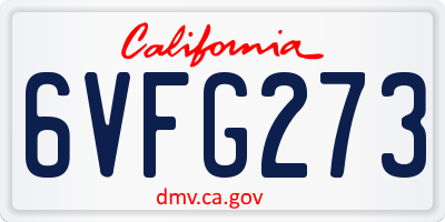 CA license plate 6VFG273