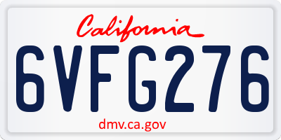 CA license plate 6VFG276
