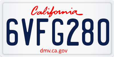 CA license plate 6VFG280