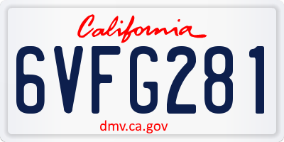 CA license plate 6VFG281