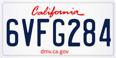 CA license plate 6VFG284