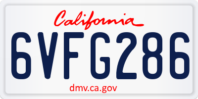 CA license plate 6VFG286