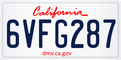 CA license plate 6VFG287