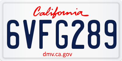 CA license plate 6VFG289