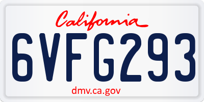 CA license plate 6VFG293