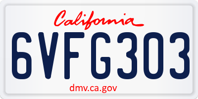 CA license plate 6VFG303