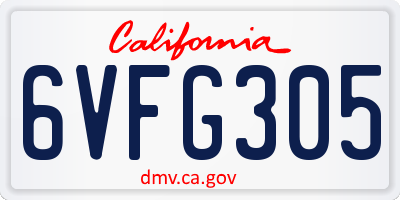 CA license plate 6VFG305