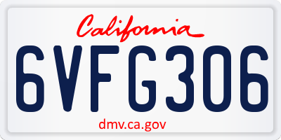 CA license plate 6VFG306