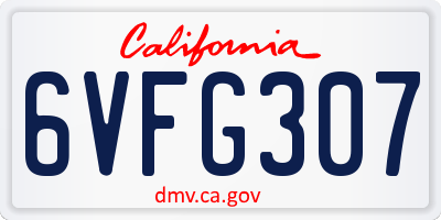CA license plate 6VFG307