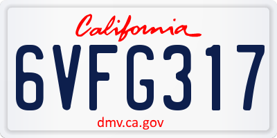 CA license plate 6VFG317