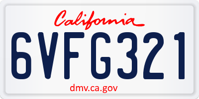 CA license plate 6VFG321