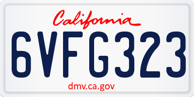 CA license plate 6VFG323