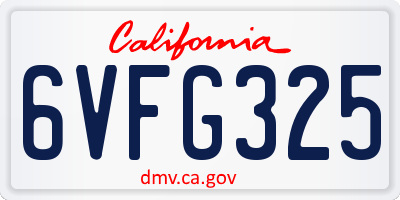CA license plate 6VFG325